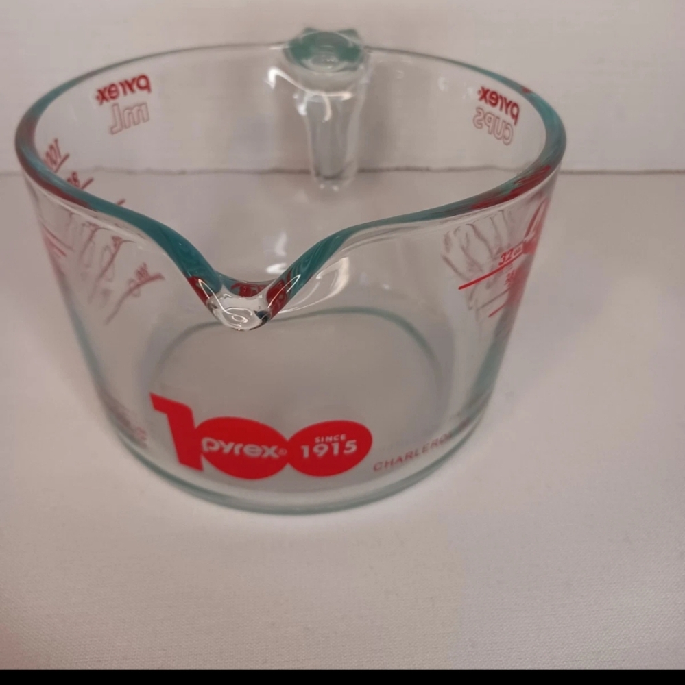Pyrex 100th Anniversary Collectible Glass Measuring Cup with Red Lettering 2015